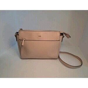 DKNY Baby Pink Faux Leather Crossbody w/Gold Accents Adjst Strap Great Condition